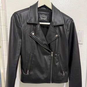 Levi's Black Leather Jacket with Silver Accents